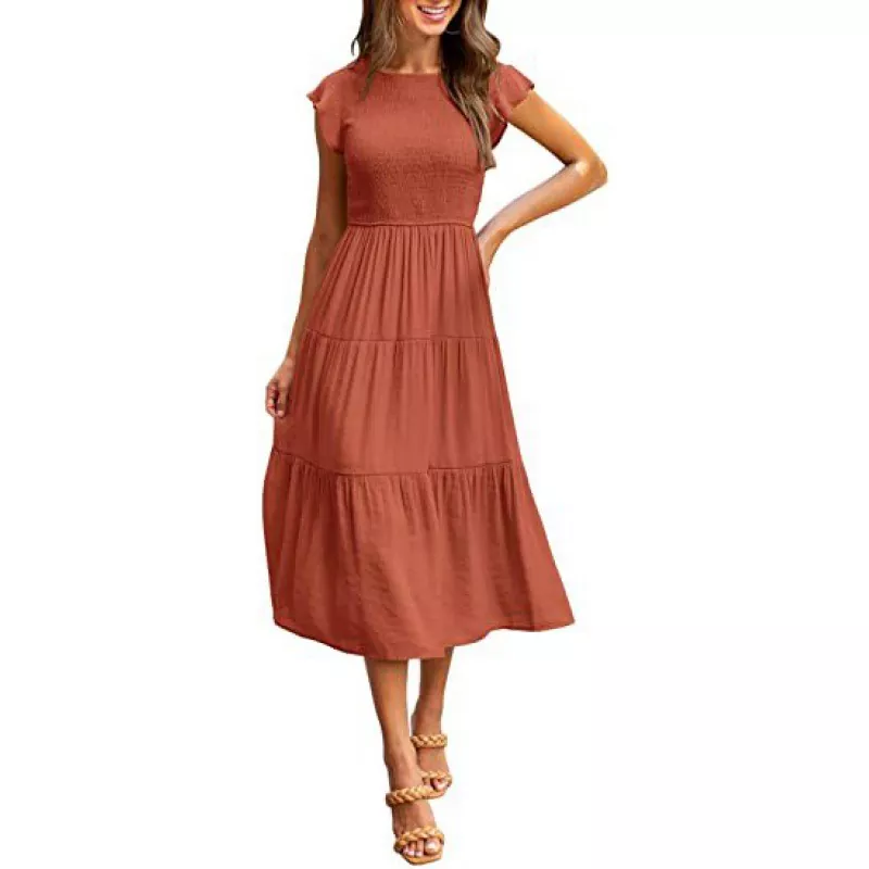 Small Flying Sleeve Dress For Women's Maxi Dress