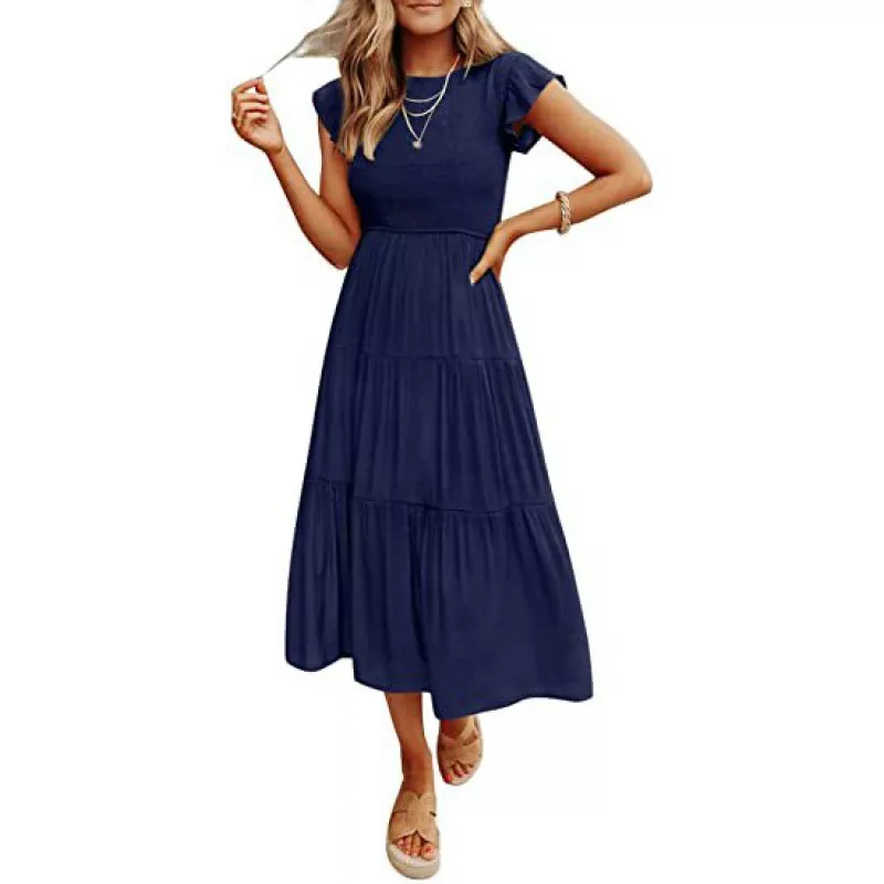Small Flying Sleeve Dress For Women's Maxi Dress
